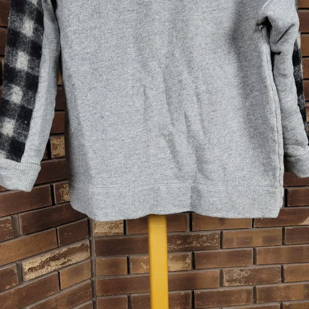 Madewell mixed media buffalo check healther gray wool top sweater size S